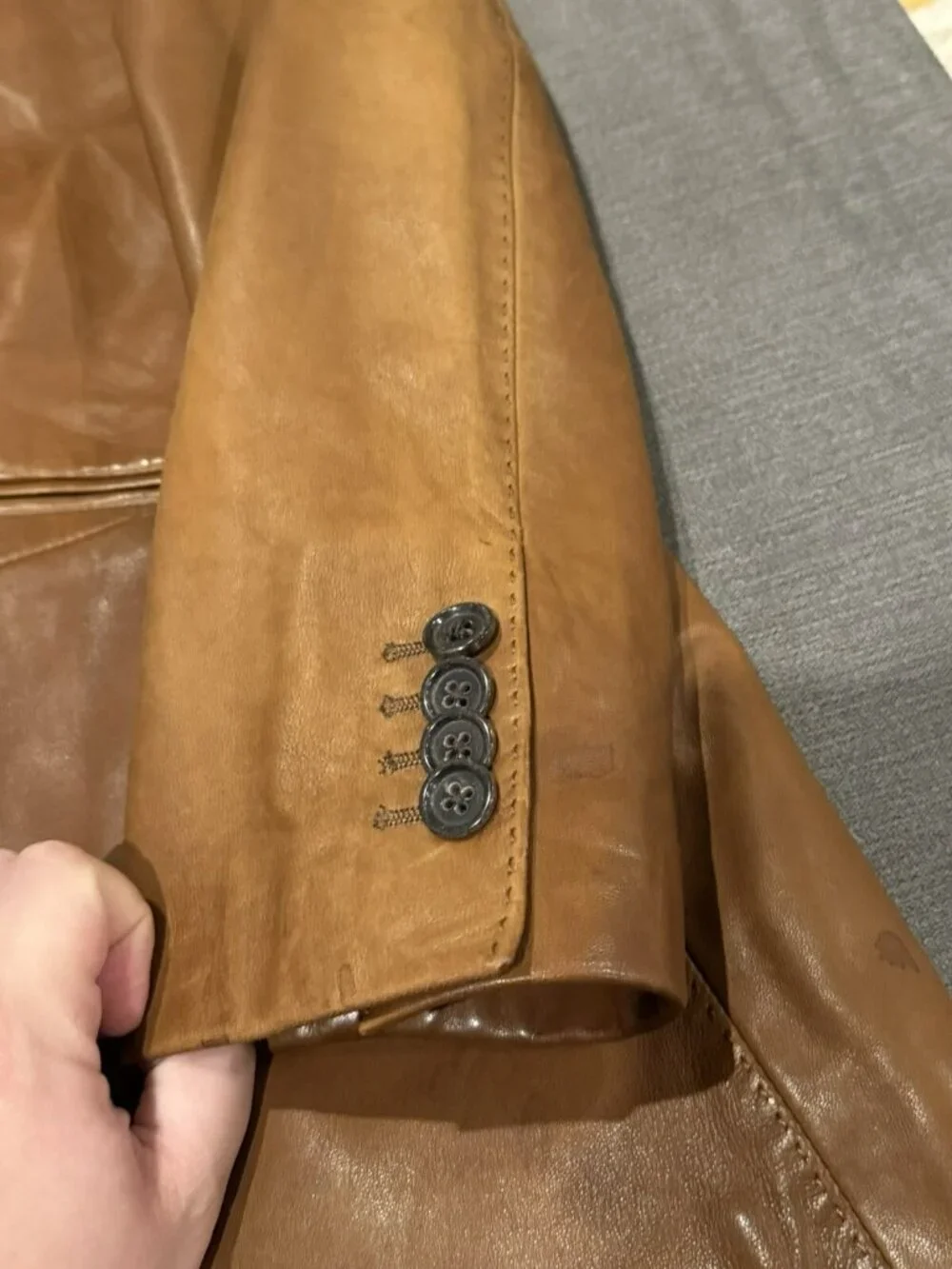 Banana Republic Men's Brown 100% Leather 2 Button Sport Coat Jacket SZ 42 Large